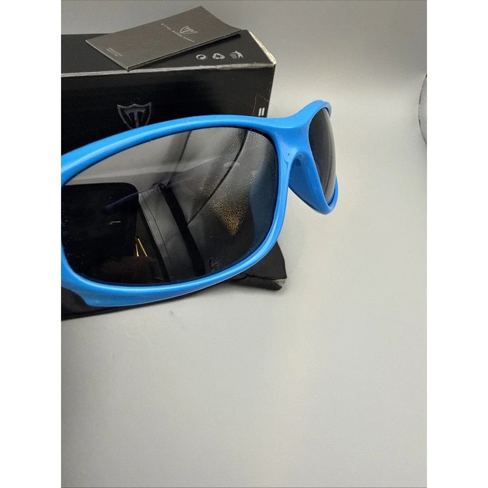 ATTCL Kids/Junior Authentic Blue Navy  Wrap S816 P Sunglasses 53/17-120 NWT Case
